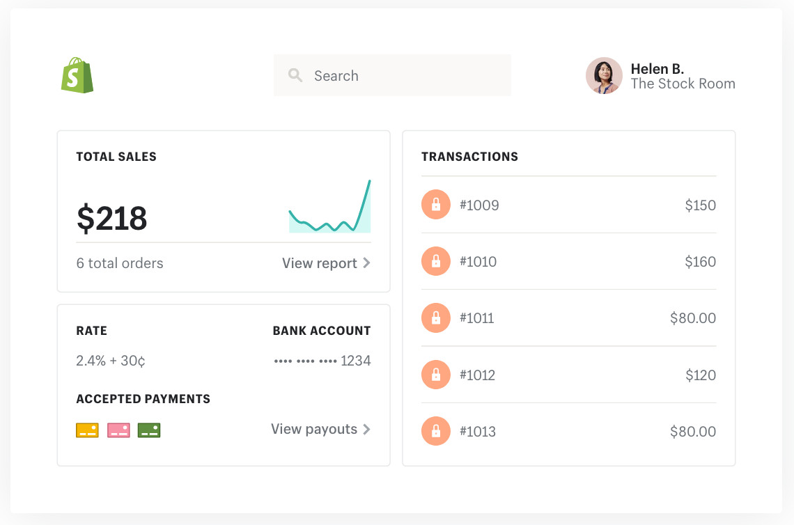 shopify payments screenshot